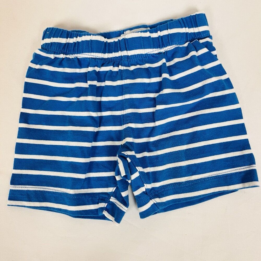 Hanna Andersson Baby 3 Pc Outfit Set 12-18M 75cm Blue Green Striped Shorts - Picture 11 of 13